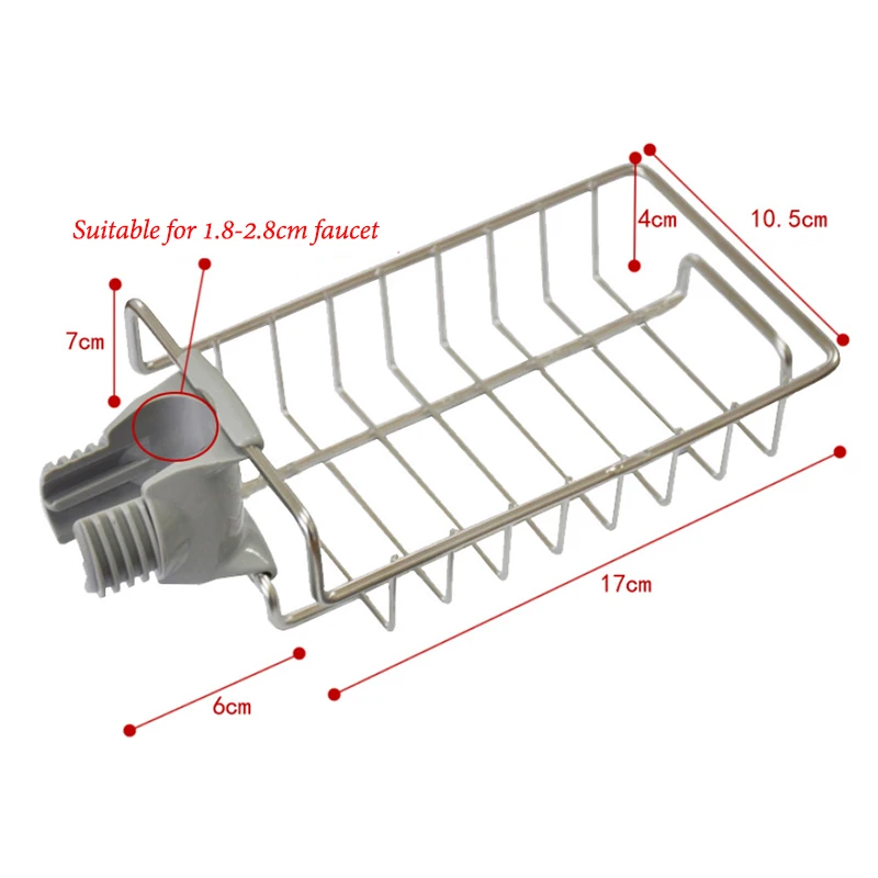 

Kitchen Sink Faucet Shelf Stainless Steel Sponge Holder Adjustable Sink Faucet Dishcloth Towel Storage Rack