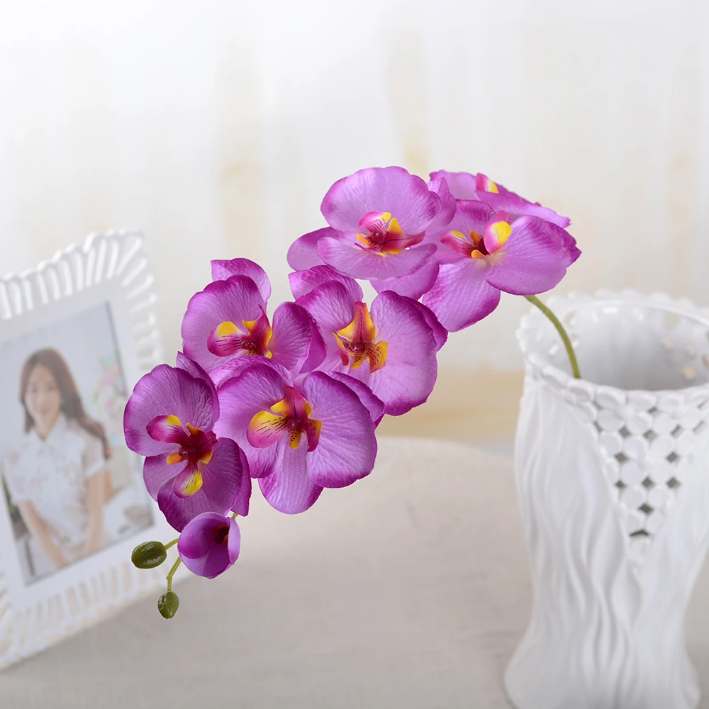 

Artificial Silk White Orchid Flowers High Quality Butterfly Moth Phalaenopsis Fake Flower for Wedding Home Festival Decoration