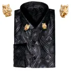 Мужская шелковая рубашка с цветочным принтом, с длинным рукавом и булавкой на воротнике