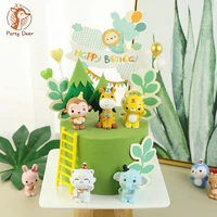 animals giraffe lion cat decoration monkey cake toppers for childrens day party baby happy birthday supplies lovely gifts