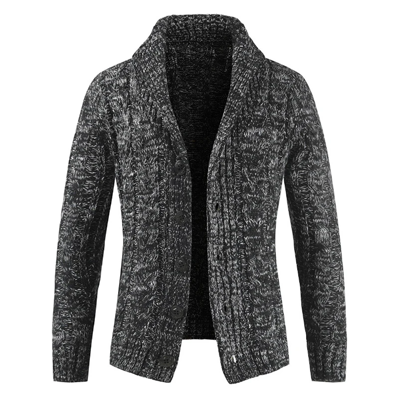 

SHERAN sueters de hombre 2020 Cardigan Men Stylish Stand Collar Cable Knitted Button Cardigan Mens Autumn men's sweater