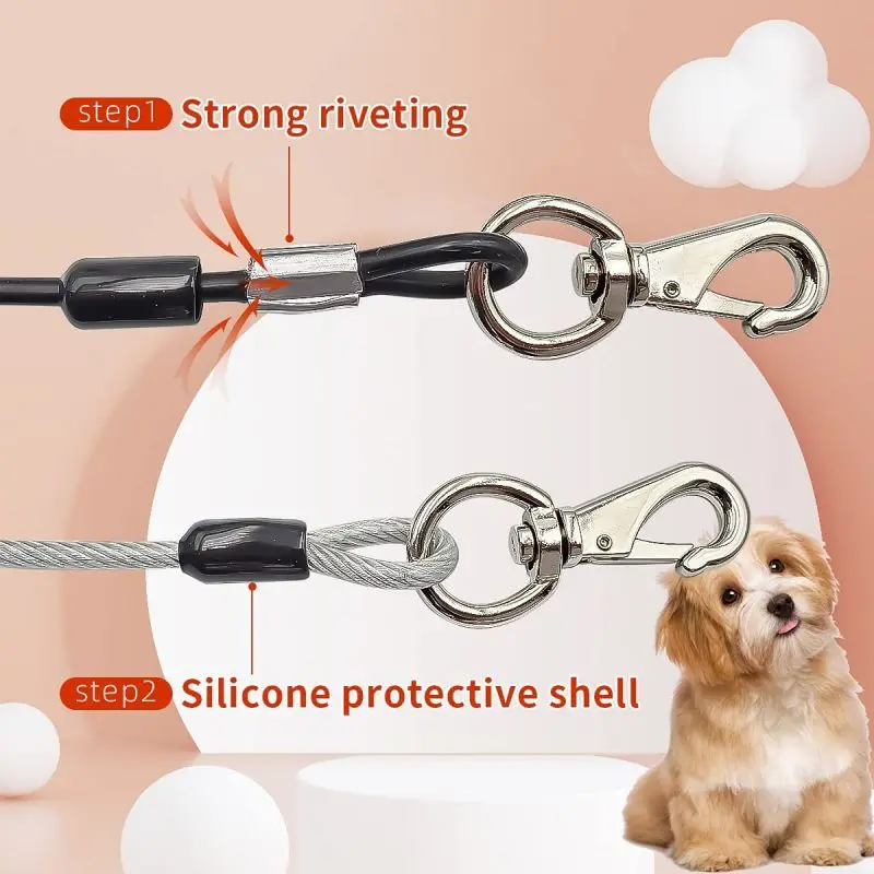

1 Pcs Realtop Dog Leash Heavy Duty Leash Made of Coated Wire Rope for Large and Medium Dogs Dog Tie Out Cable with Soft Silicone