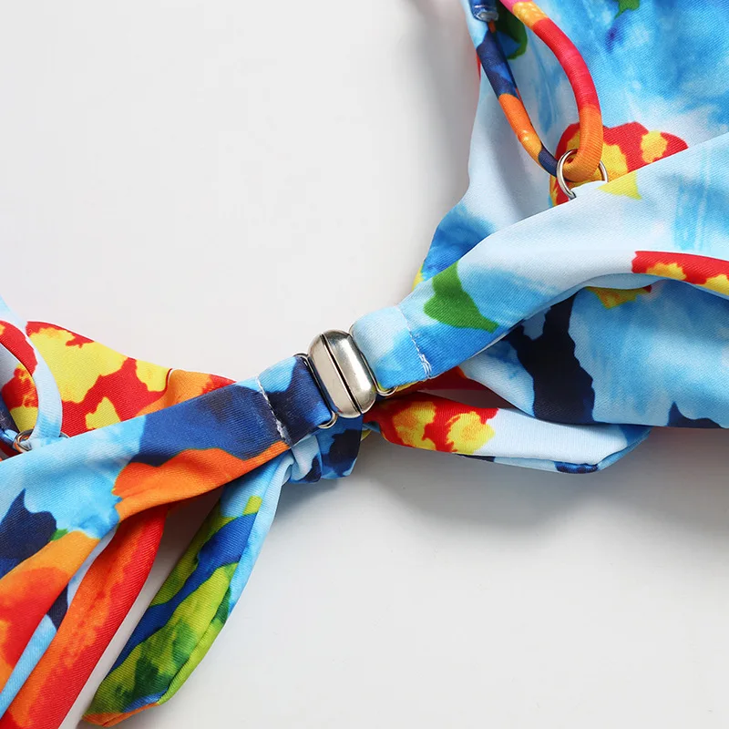 Женский винтажный слитный купальник бикини большого размера с цветочным принтом