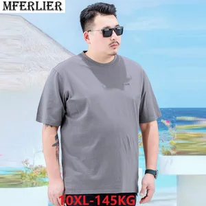 Футболка мужская с коротким рукавом, тонкая Повседневная рубашка, цвет черный, размеры 8XL9XL10XL, летняя