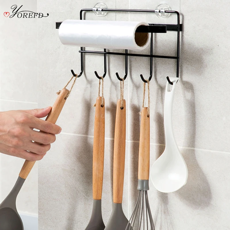

OYOREFD Wall Mounted Kitchen Organizer Multi-function Kitchen Racks Holders Rolling Paper Holder Kitchen Cabinet Storage