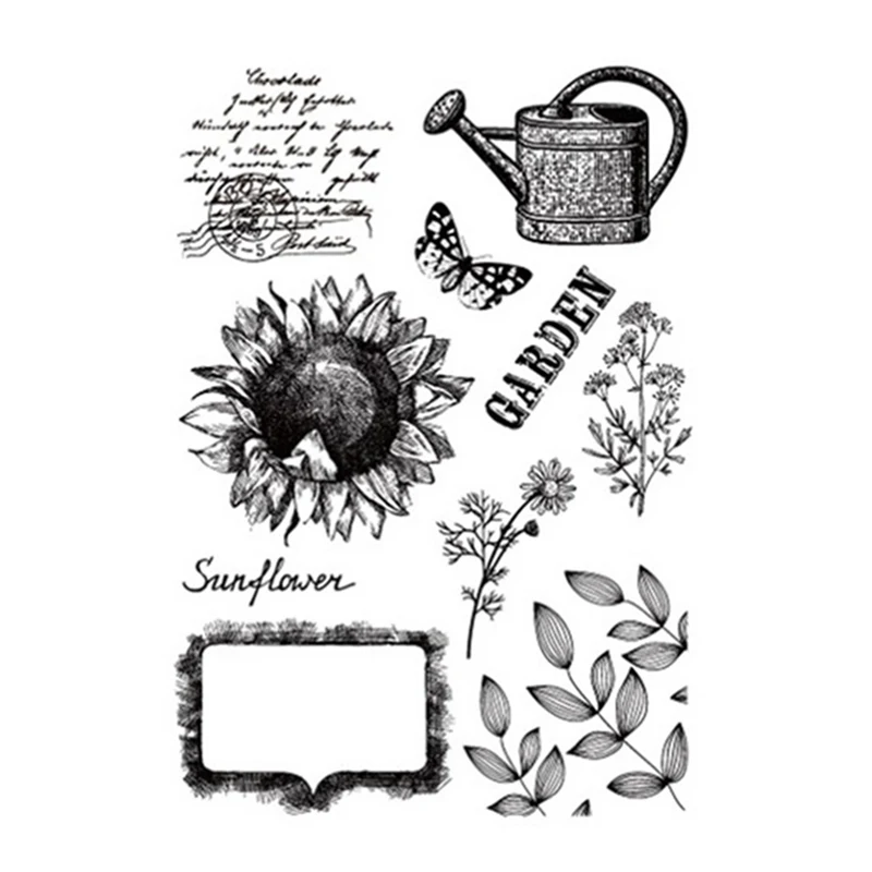 

Vintage Sunflower Leaves Transparent Clear Stamps Silicone Seal for DIY Scrapbooking Card Making Photo Album Decoration Crafts