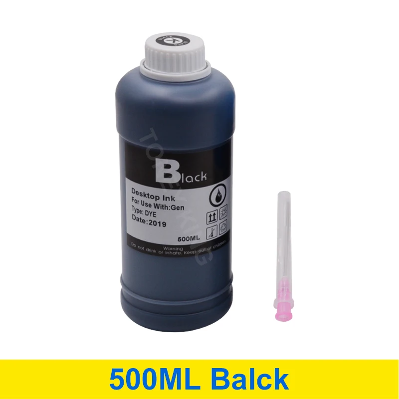 Black Toney universal(король 500 мл флакон принтер чернила для заправки комплекты для HP 123 122 121 302 304 300 650 652 21 22 140 141 901 350 XL чернильные картриджи - Цвет: Black