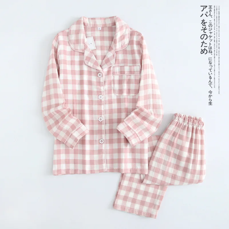 Пижама в клетку для мужчин и женщин одежда сна пар комплект хлопковой пижамы