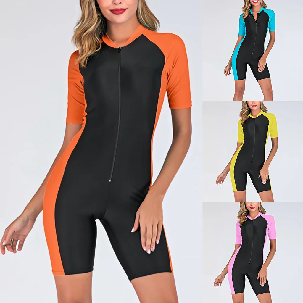 Женский купальник с коротким рукавом гидрокостюм защитой от солнца костюм