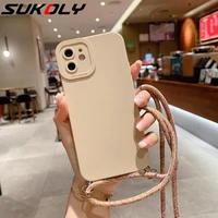 crossbody necklace flocking silicone lanyard case for iphone 13 pro max 12 pro 11 pro max x xr xs max 7 8 plus se 2020 cover