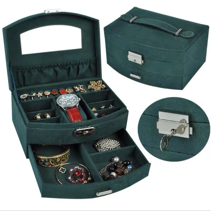 Шкатулка для ювелирных украшений в европейском стиле фланелевая Запираемая