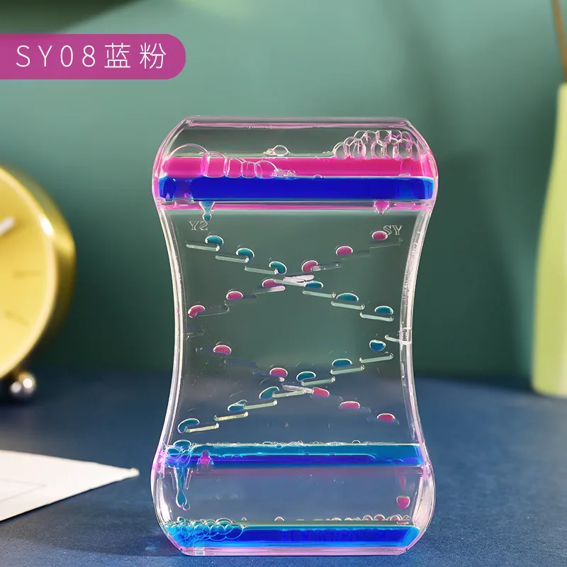 Creatived Dripping Oil Slide Hourglass Motion Bubble Stress Reliever Toys Home Decor Desktop Accessories Decoration Kids Gift 4
