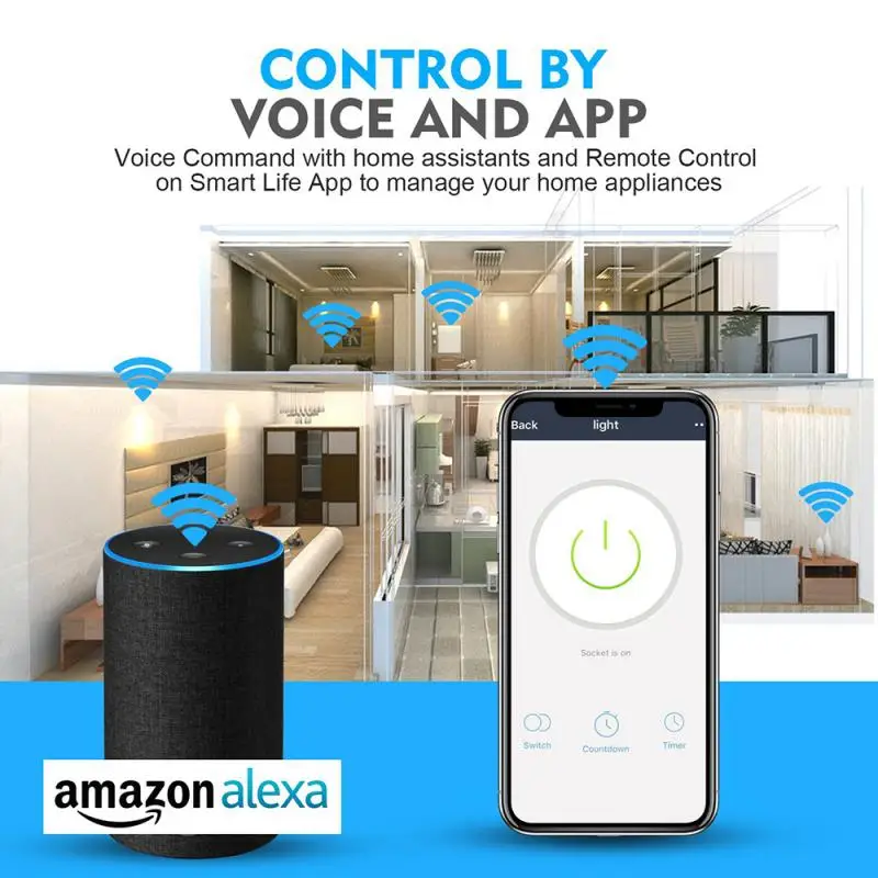 Смарт розетка с защитой от перенапряжения и голосовым управлением 4 шт.|Умные