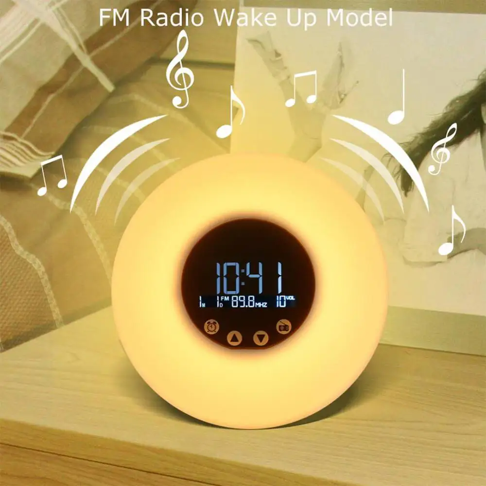 9 Цвет в 1 Reloj Цифровой Будильник Часы-Будильник Wake Up Light Настольная Фул