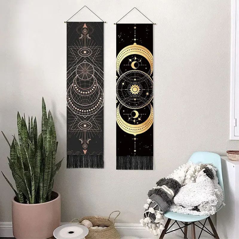 

Mandala Moon Tapestry Wall Hanging For Bedroom Living Room Hippie Black Starry Sky Tapestries Art Wall Cloth Home Decoration