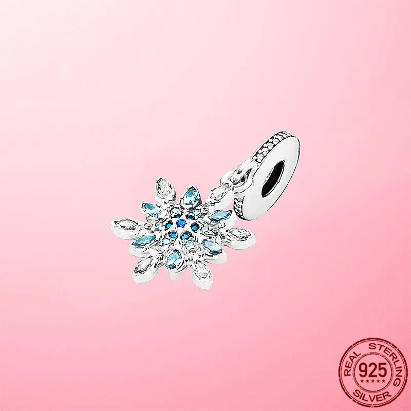 

100% Real 925 Sterling Silver Snow Flake Clover Fit Original 3mm Bracelet& Bangle Making Fashion DIY Jewelry For Women