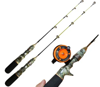 

Winter Ice Fishing 50cm 60cm Camouflage Gun Type Ice Fishing Rod Super Soft Strong Mini Shrimp Fishing Rod for Boat Sea Fishing
