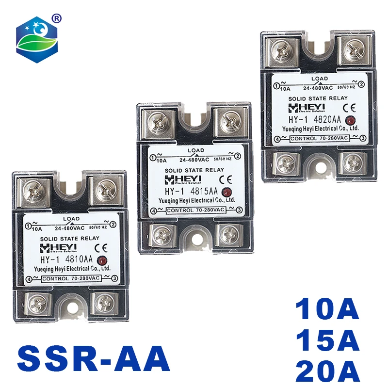 SSR-10AA 15A 25A 40A 50A 60A 70A 75A 80A 90A 100A 120A однофазный вход 24-480VAC выход 70-280VAC твердотельное пластиковое реле