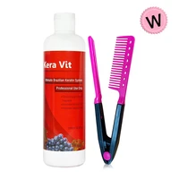 brazilian professional keratin hair treatment formaldehyde 1 6 keravit straighten hair care damaged hair with a red comb