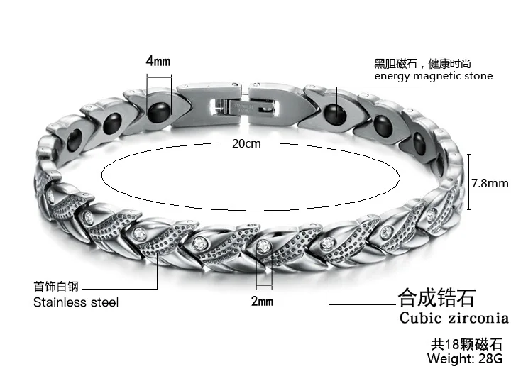 

20 Pieces/Lot Bracelet Men Women Magnetic Health Bracelet Titanium Steel Germanium Bangles Wholesale Fashion Jewelry D0024