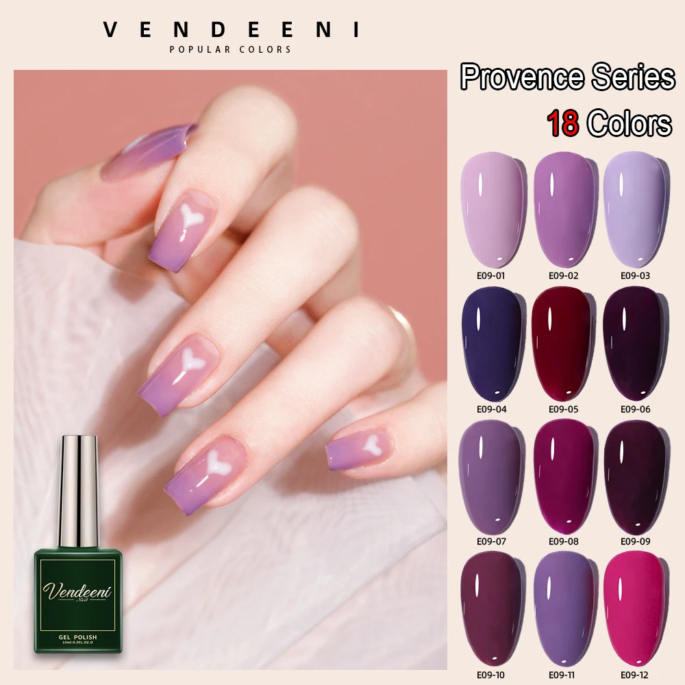

Vendeeni 18 Colors Purple Series Gel Nail Polish UV LED Soak Off Gel Varnish Polish Semi Permanent Nail Art Gel Lacquer 15ml