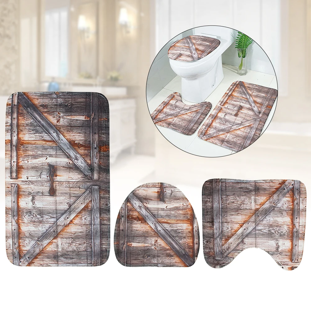 3 шт. современный полиэстеровый коврик для дома с рисунком крышка унитаза набор