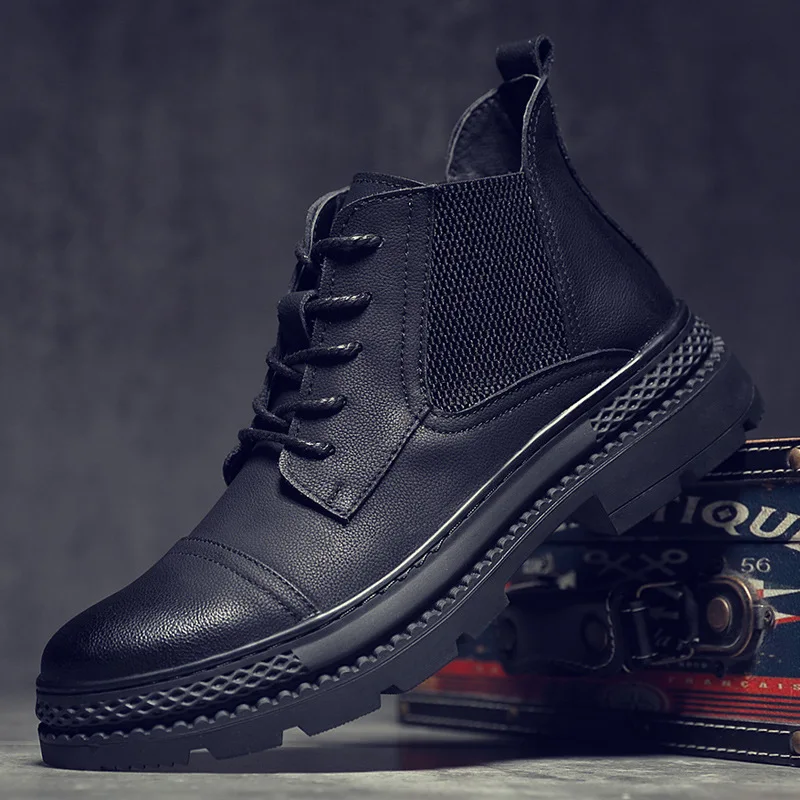 

mens fashion desert boots breathable genuine leather tooling shoes outdoors platform cowboy boot ankle botas masculina zapatos