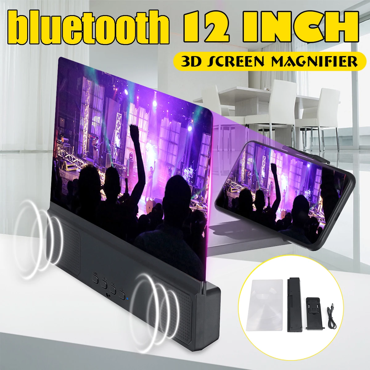 12 дюймов 3D HD увеличитель для экрана телефона с кнопками видео усилитель с проводным динамиком для смартфона расширитель держатель