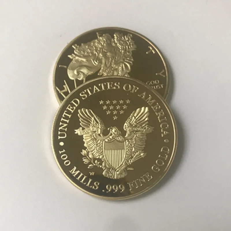 100 шт. свобода 2020 значок статуя 24K настоящее золото покрытием 40 мм животное ealge
