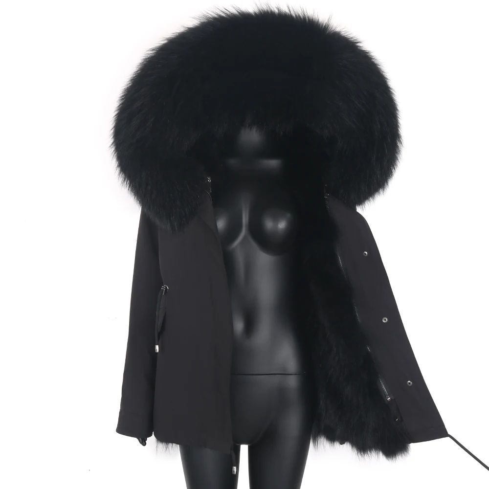 

2021 Women Short Parka Real Fur Coat Natural Fox Fur Collar Thick Warm Fashion Coat Female Winter Jacket Removable Streewear