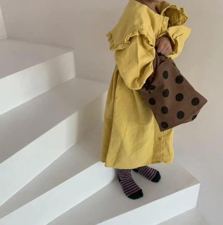 2020 Детские Девочки с длинным рукавом сплошной цвет хлопок повседневные длинные