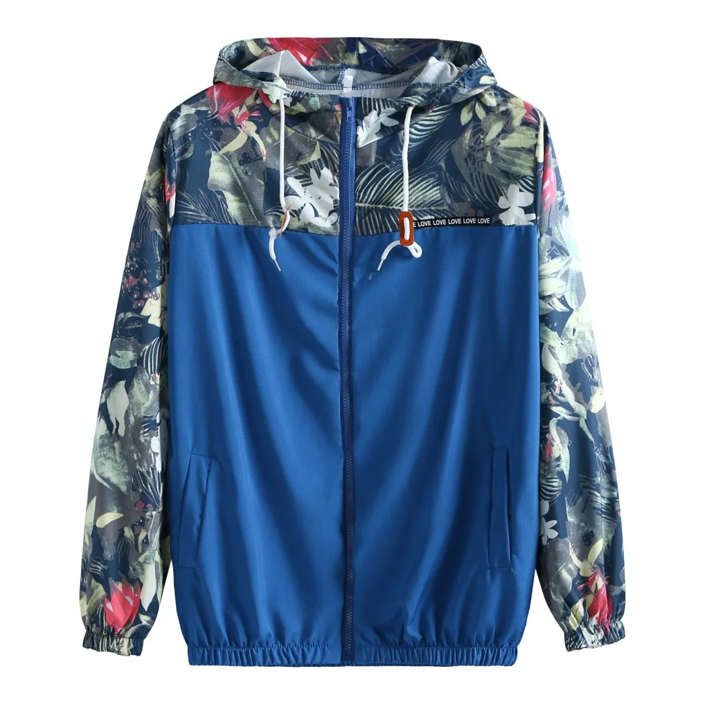 Женская куртка с капюшоном Повседневная легкая толстовка на молнии принтом