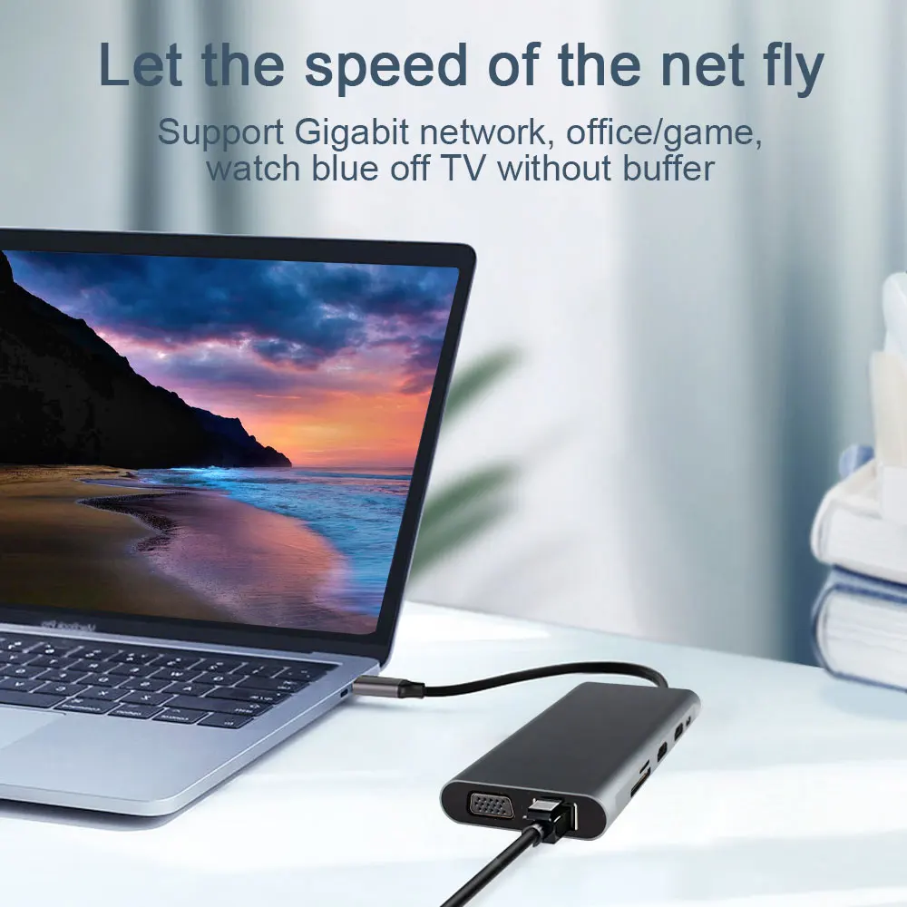 Tebe USB C концентратор тройной дисплей Тип 11 в 1 мульти HDMI адаптер RJ45 VGA usb хаб 3 0 Для
