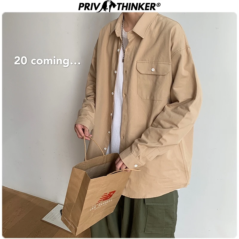 Privathinker повседневные весенние хлопковые цветные рубашки для мужчин 2020 свободные
