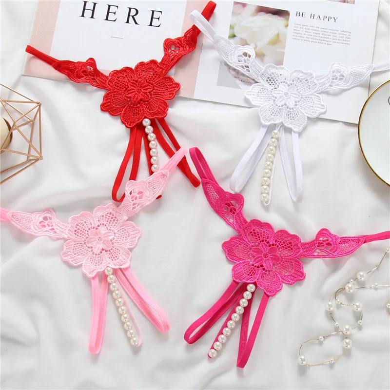 Женские трусики в японском стиле с вышивкой и Т образным вырезом на спине