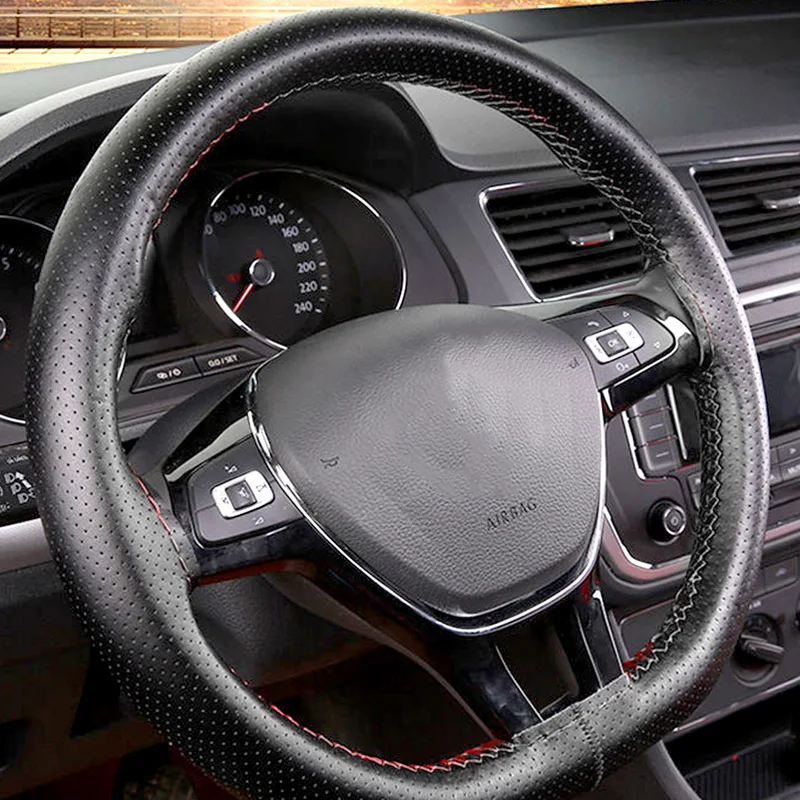 DIY ручной шитье чехол рулевого колеса автомобиля 38 см для Volkswagen VW Golf 7 GTI Golf R MK7 VW Polo GTI Scirocco аксессуары