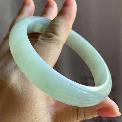 

Zheru Jewelry Natural Burmese Jade 54-64mm Light Color Bracelet Elegant Princess Jewelry Best Gift