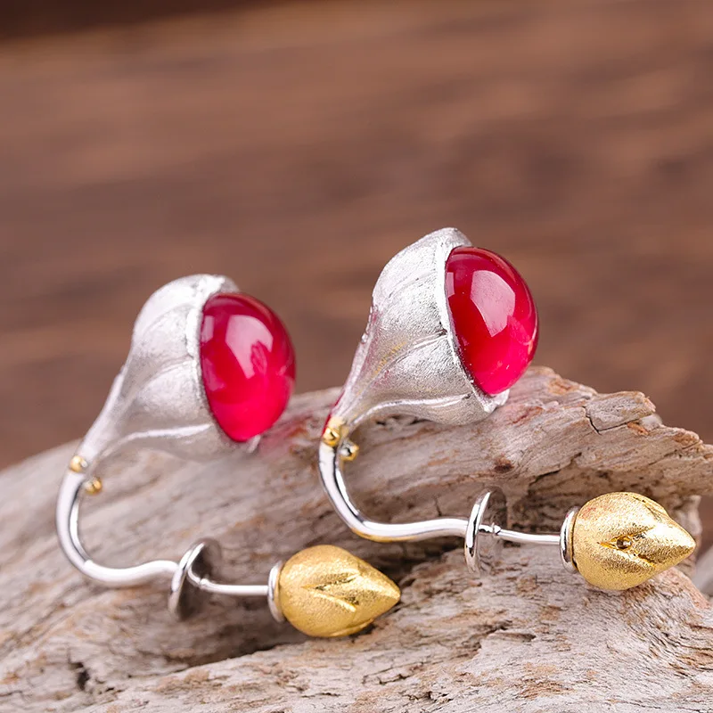 

Винтаж 925 из стерлингового серебра, рубиновое красный корунд драгоценный камень Lou свисающие серьги для женщин, в ретро стиле, туфли в этниче...