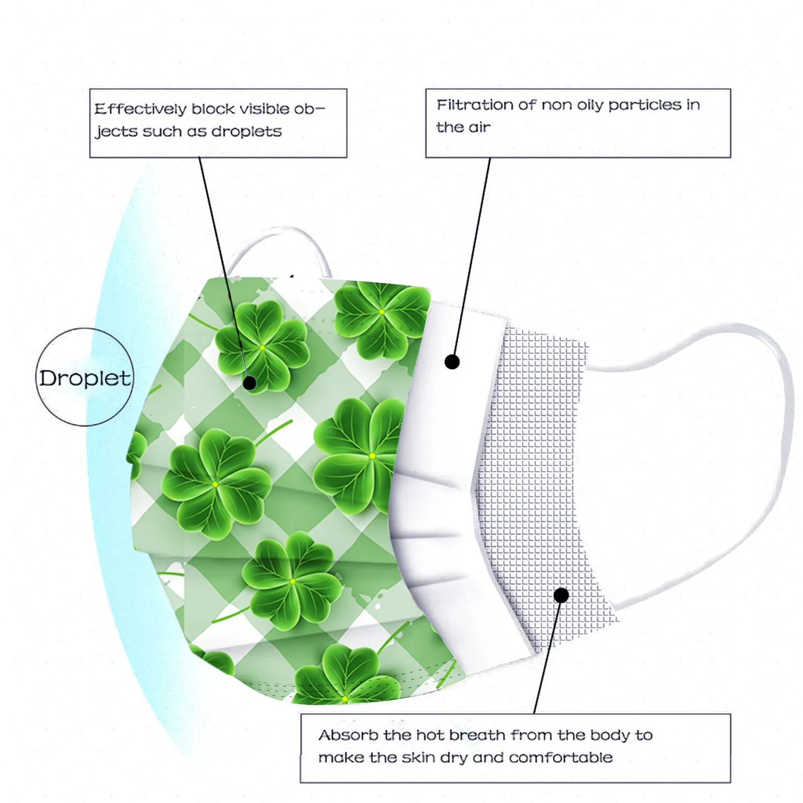 

NEW Adult St. Patrick's Day Flower cosplay mask Protective Breathable Mask Mascarillas Breathable Mask For Facemask
