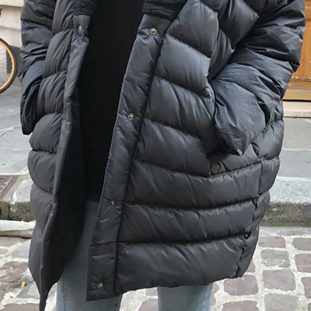 Новинка Женская Зимняя Куртка с хлопковой подкладкой свободные Светло-черные