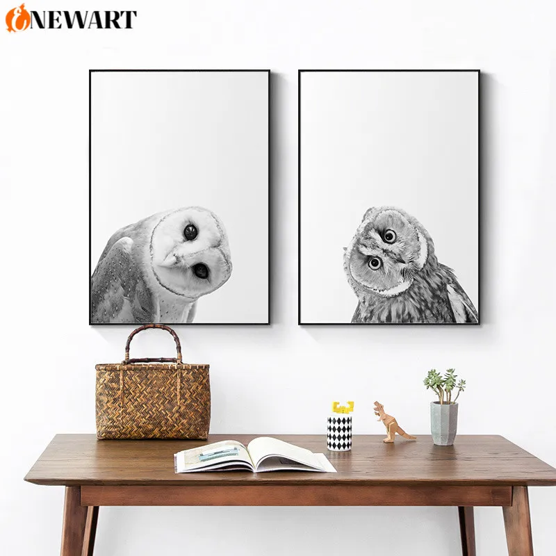 Настенный плакат с изображением искривленной совы декоративная Скандинавская