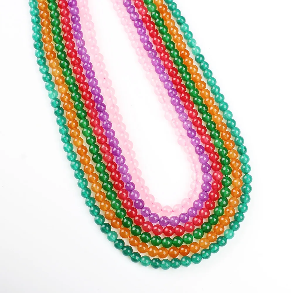 Натуральный камень белый цветные бусины полудрагоценный окрашенный нефрит