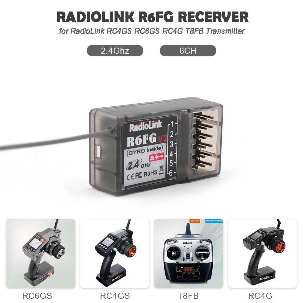 2 4 GHz 6CH радиоприемник R6FG RC с гироскопом интегрированный и HV сервопривод