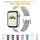 Ремешок силиконовый для Apple Watch Band 44 мм 40 мм 38 мм 42 мм, Воздухопроницаемый спортивный браслет для iWatch Series 6 SE 5 4 3 2 1