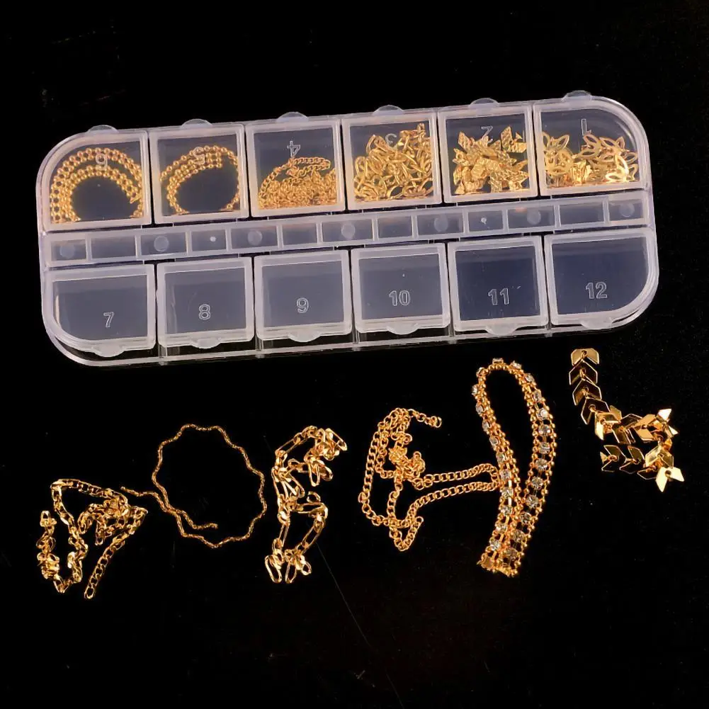 12 отделений в коробке красивые искусственные ногти искусство для творчества