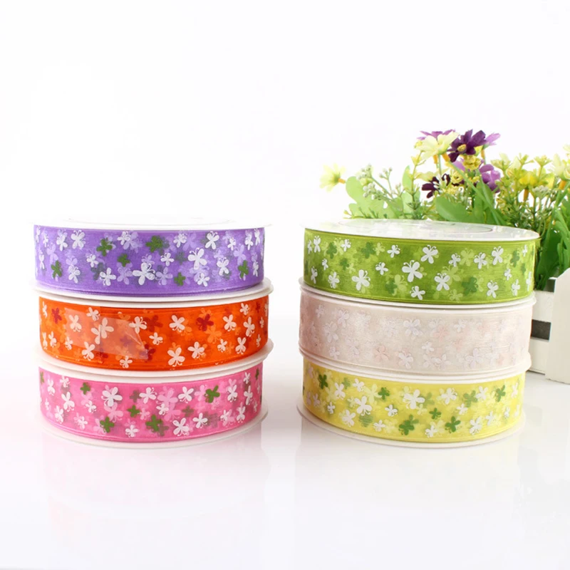 

(10yards/lot) 25mm Butterfly Print Organza Ribbon Wedding Party Decorations Cake Bouquet Wrapping Materials Bow DIY Lace Ribbons