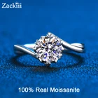 Женское кольцо с муассанитом, серебряное кольцо с алмазным покрытием 1CT, 2CT, VVS, витое кольцо с сердечком, свадебное кольцо, 100%