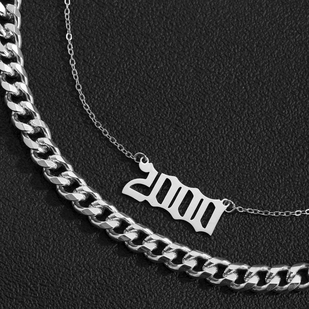 

SHIXIN Layered Thick Link Chain Choker Necklace Men/Women Punk Chain With Letter 2000 Pendant Necklace Fashion Jewelry 2021 Gift