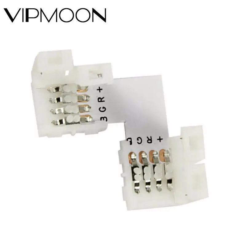 

5Pcs L Shape Solderless Clip-on Coupler Connector 10mm 4 Pin Corner Right Angle Connector For 5050 2835 3528 RGB LED Strip Light