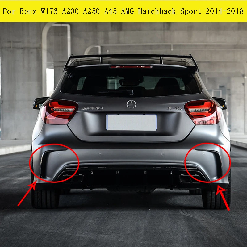 

Car Styling For Benz W176 A200 A250 A45 AMG Hatchback Sport 2014-2018 Gloss Black Rear Bumper Lip Spoiler Canards Vents 2Pcs